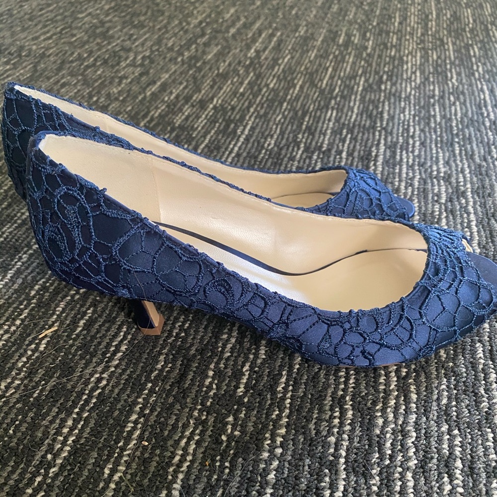 PARADOX LONDON Blue Peep Toe Low Heels. Size 6.5 - Picture 7 of 8